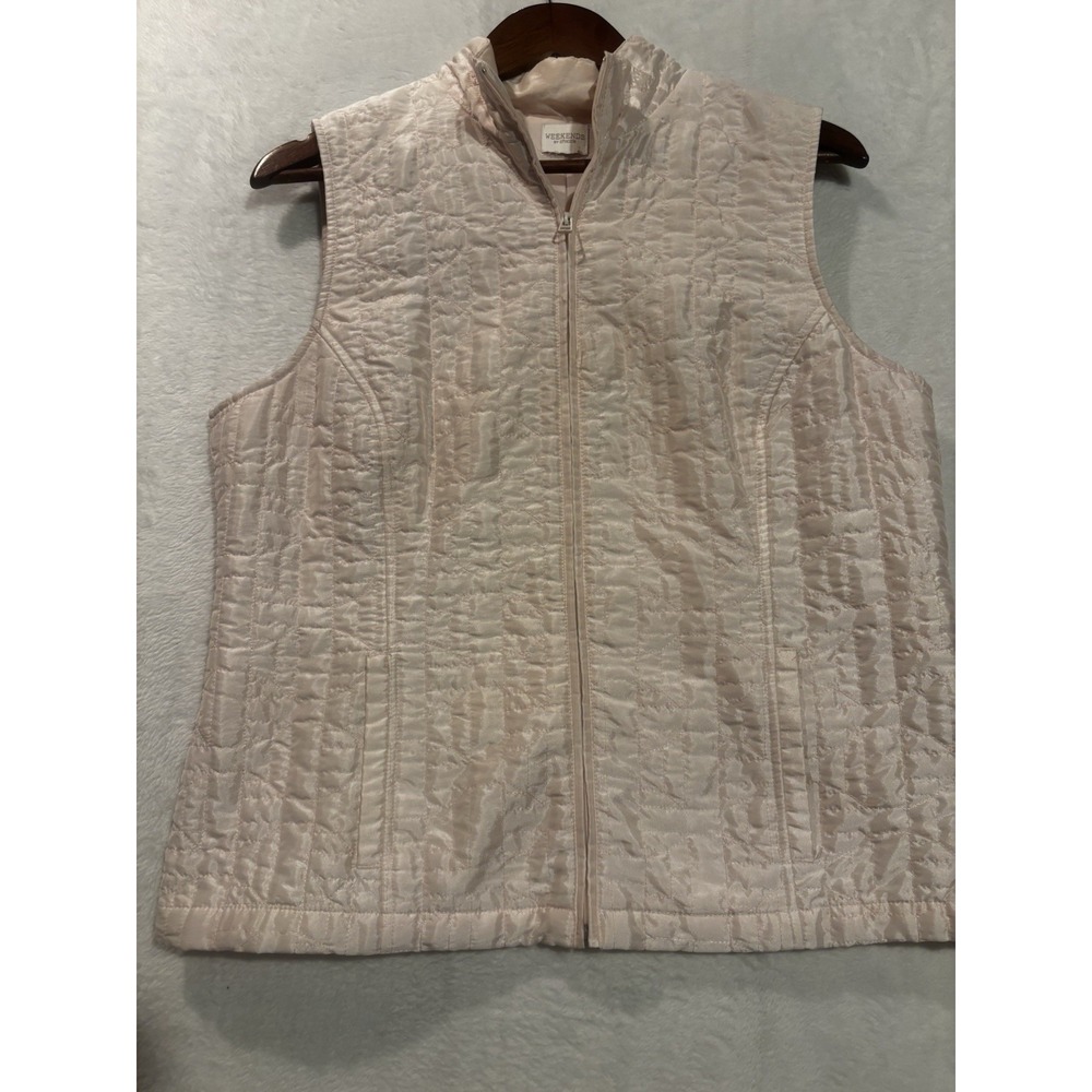 Weekends By Chico's Women's Pink Zip Up Quilted Vest Medium